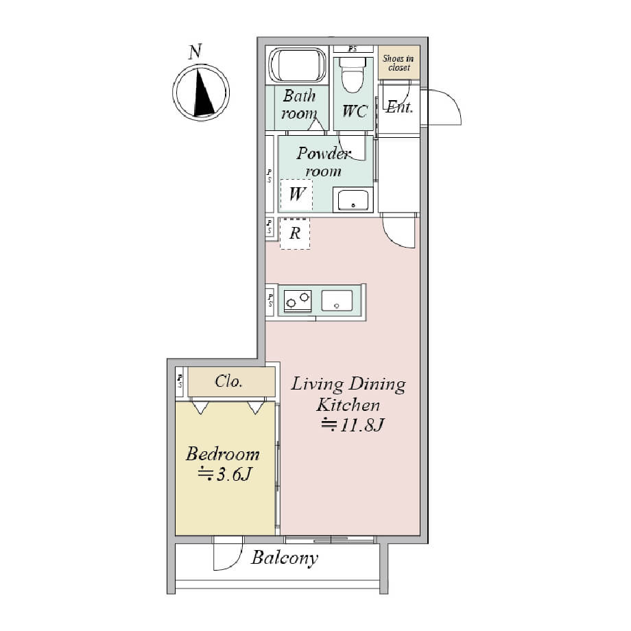 MOCXION KYODO Cタイプ 1LDK 間取り図