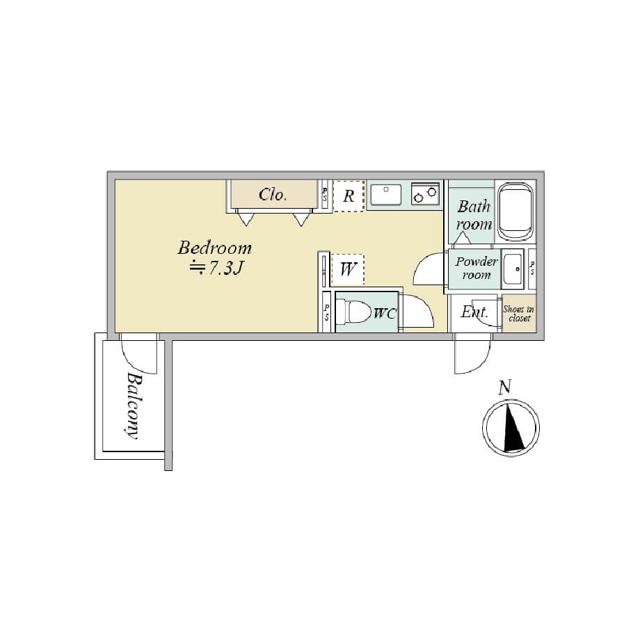 MOCXION KYODO D’タイプ 1R 間取り図
