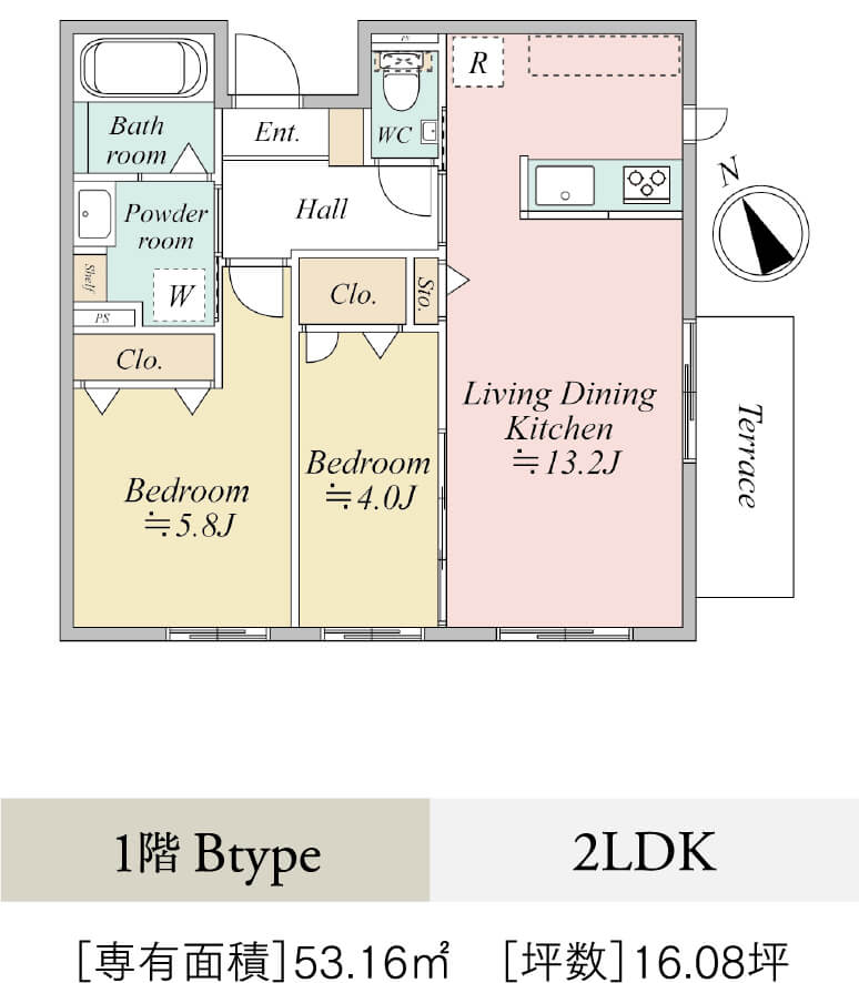 MOCXION目黒平町 2階Aタイプ 1LDK 間取り図