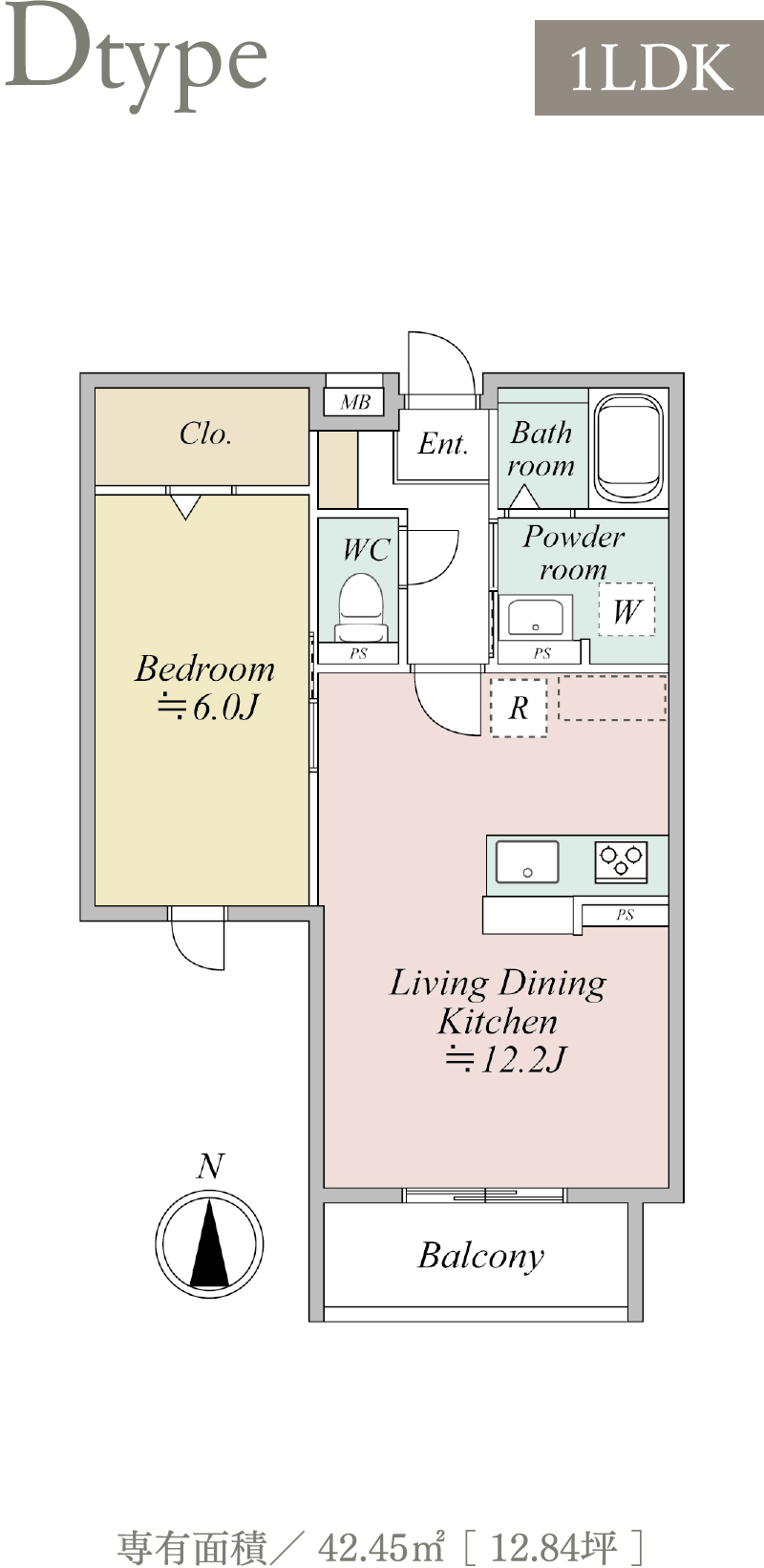 MOCXION MEIJO Dtype 1LDK 間取り図