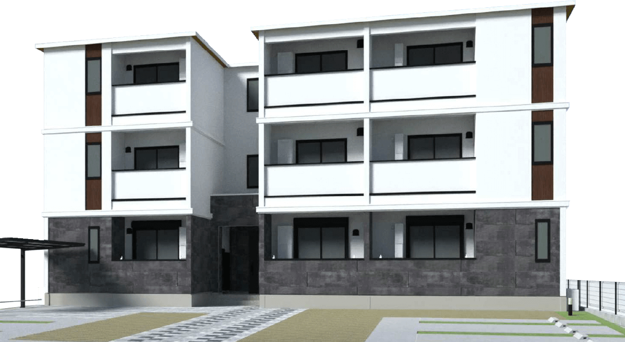 MOCXION MEIJO 外観（名古屋市北区柳原／新築木造賃貸マンション）