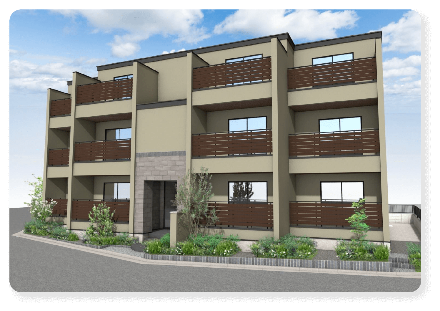 MOCXION扇 外観（扇大橋駅徒歩2分・耐震等級3・ZEH-M Ready取得の新築木造賃貸マンション）